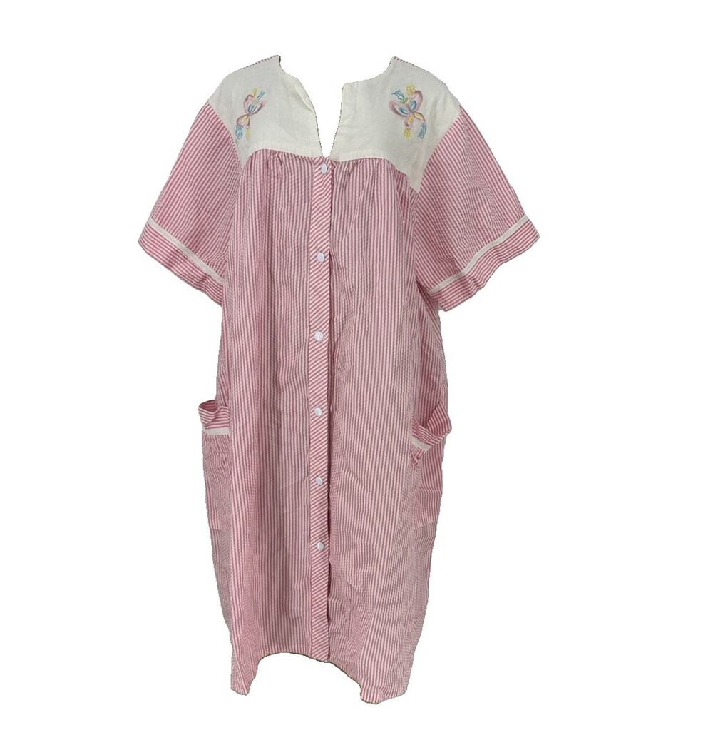 Anthony Richards Plus Size 2X Women Casual Nights Snap Front House Dress Robe V5